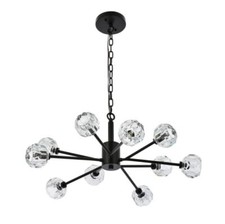 Chandelier Black Sputnik Crystal Pendant Light Foyer Dining Room Fixture 29"