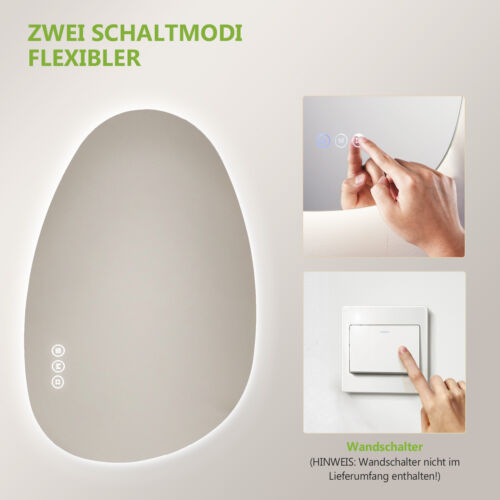 Spiegel mit Beleuchtung Asymmetrischer LED Badspiegel 3 Lichtfarbe Beschlagfrei - Bild 3 von 31
