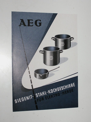 Vintage AEG Siegenit-Stahl-Kochgeschirre Prospekt (1953)