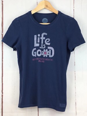 Life is Good size P/S Womens Navy Blue Crew Neck Tee