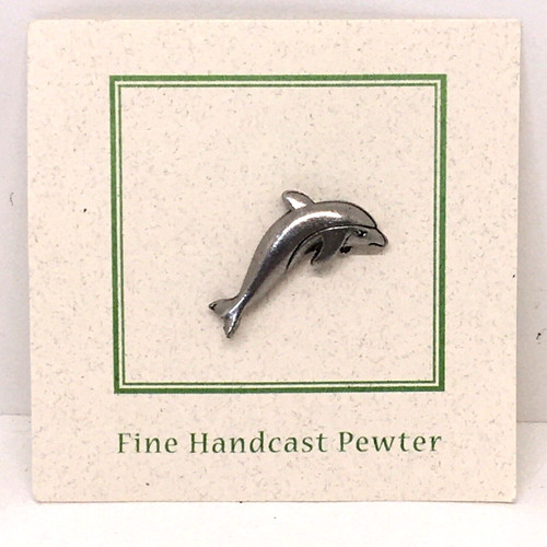 Vintage Jim Clift Design Dolphin Fine Pewter Hand Craft pin brooch lapel 2005