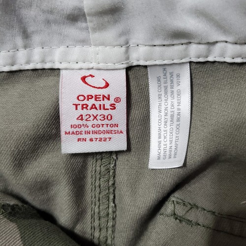 NWT Open Trails Mens Cargo Pants 42x30 Camouflage Green Hunting 100% Cotton - Picture 9 of 9