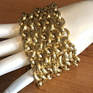 Anne-Klein-5-Strand-Toggle-Bracelet-Gold-Tone-Textured-Links-Chunky-Statement