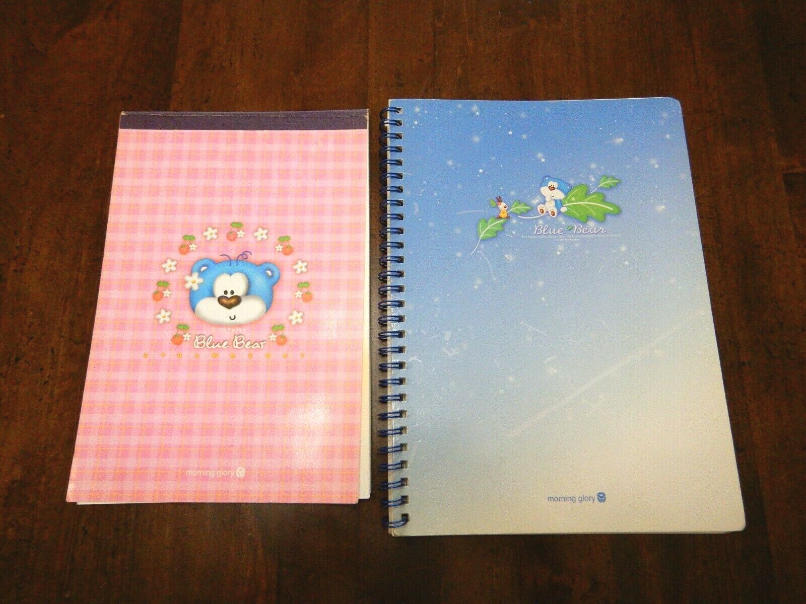 VTG "BLUE BEAR"Morning Glory Stationary Paper Pad & Notebook w/spiral