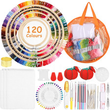 Qixora DIY Stickerei Kit, 120 Farbf&auml;den Stickerei Starter Kit, Leicht Zu Lagern