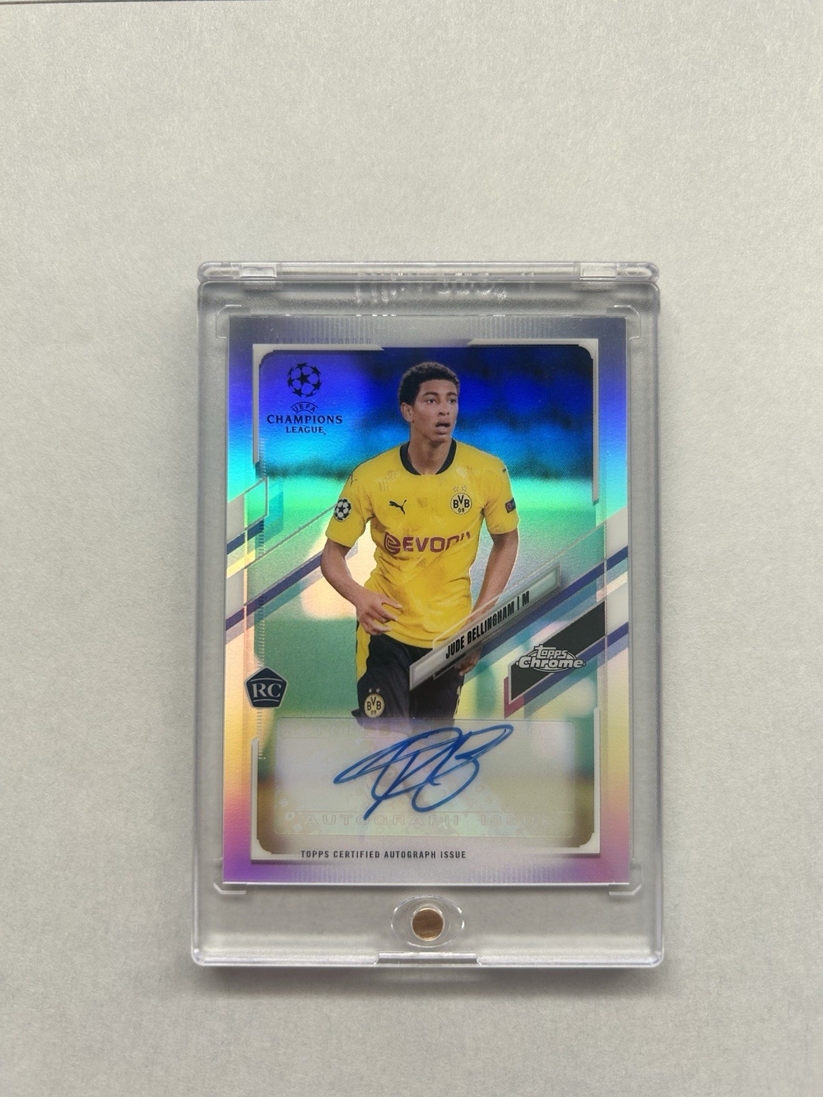 2020 Topps Chrome UEFA Silver Refractor Jude Bellingham ROOKIE RC Auto #CA-JBL view 3