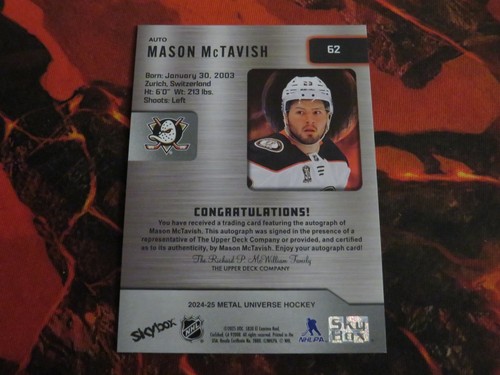 2024-25 Metal Universe Autograph Mason McTavish #62 - Bild 4 von 4