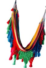 Gorgeous  Hammock With Rounded Tassels And Fringes. 100% Handmade In Colombia