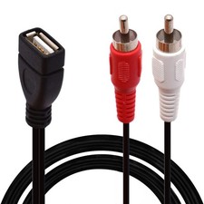 USB to RCA Cable, A 2.0 Female 2 Male Jack Y 1.5 Meter, Black