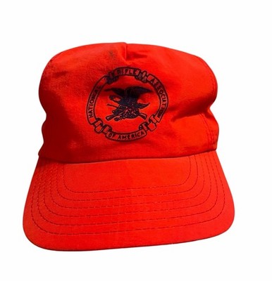 Vintage NRA Hat Cap Snapback Nylon Red Rifle Guns Eagle Made in USA 90s OSFA
