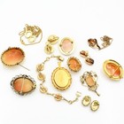 Vintage Cameo Necklace 15.25-20IN Pin Earring Pendant Jewelry Lot of 44 #M1389-1 — photo 9