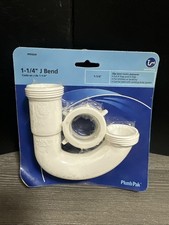 Plumb Pak PP946W Slip Joint J-Bend, 1-1/4 Plastic for Kitchen or Lav NOS