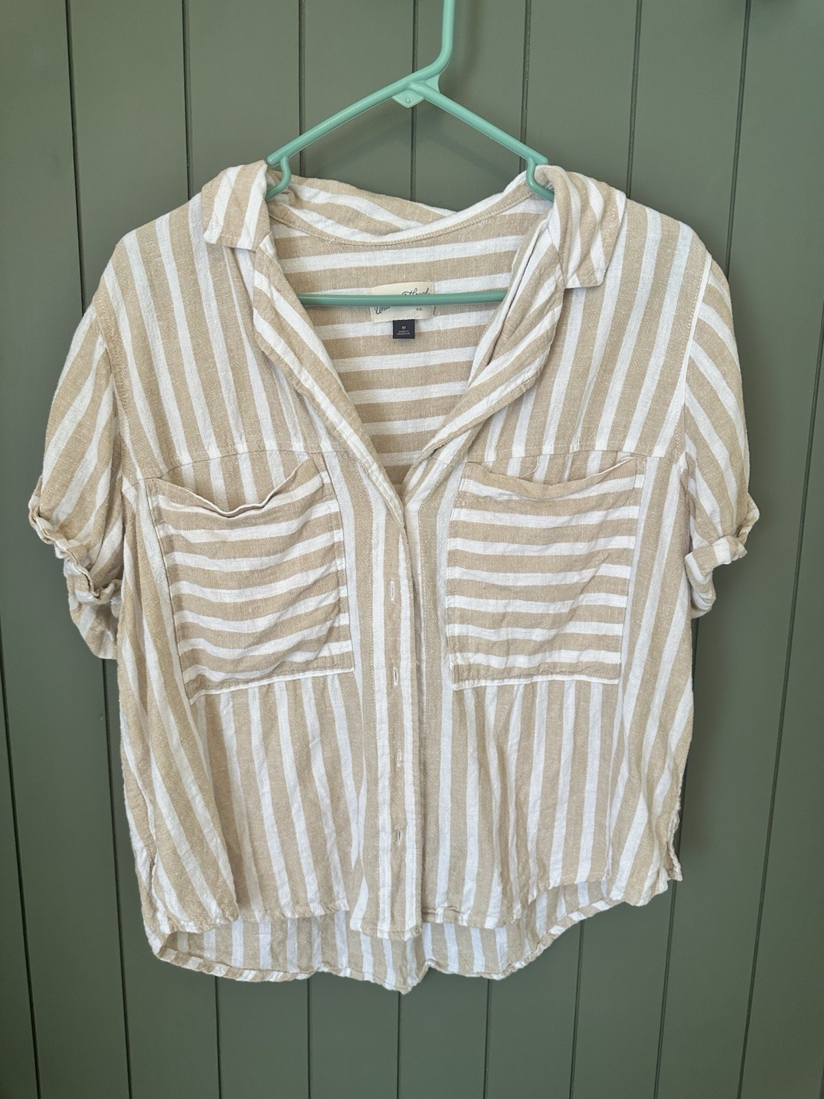 Universal Thread Linen Striped Button-Up Shirt Ch… - image 1