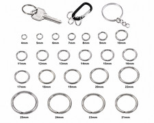 *CHOOSE SIZE* 10mm - 57mm Keyring Silver Split Ring Metal Key Rings Splitring