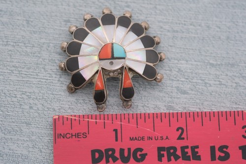Vintage Burdian Eustace ZUNI Sun Face Pendant/Pin Sterling Silver FREE SHIPPING! - Picture 6 of 6