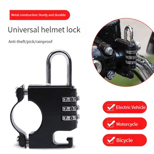 Portable Helmet Lock Motorcycle/Mountain Bike Anti-theft Combination Lock Parts - Picture 4 of 13