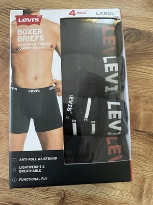 Levi's Men's Boxer Briefs 4 Pack L Black Stretch Cotton Breathable Lightweight