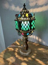 Antike orientalische Tischlampe aus Messing mit  Kalk-Onyx / Onyx-Alabaster