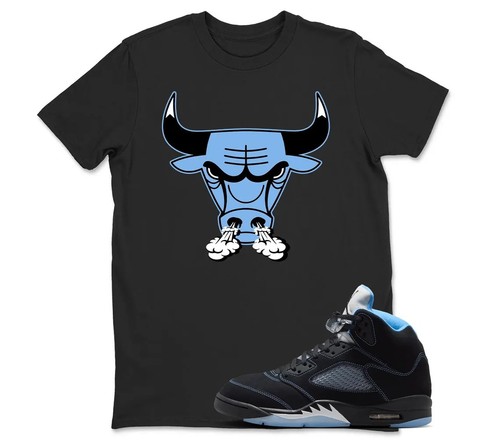Bull Shirt to Match jd 5 Rare Retro AJ5s Black University Blue 2026 BLACK/WHITE