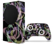 Skin Wrap for XBOX Series S Console Controller Neon Swoosh on Black