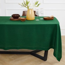 Solino Home 100 Pure Linen Tablecloth Green, Sonoma Hemstitch 70 x 120 in