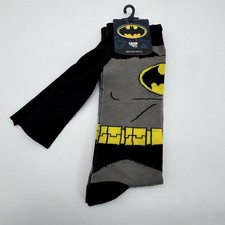 Bioworld Batman Crew Socks Gray Black Size 10-13 Cape Cosplay DC Comics New