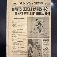 Vintage Sunday, Newspaper, June 15 1952 Yankees Win baseball Yogi Berra