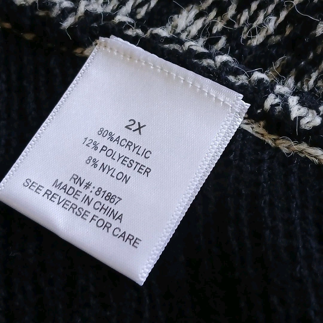 Olivia Sky Poncho Sweater Sz 2X Gray/Black Cuff S… - image 6