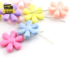 Needle Threaders 10PCS Assorted Colors Plastic Flower Head Wire Loop Needle Thre