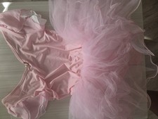 Girls Pink Sleeveless Dance Ballet Dress with Tulle Tutu Skirt Leotard Costume