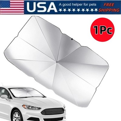 Car Windshield Sun Shade Umbrella Titanium Silver 140x80cm UV Protection Shield