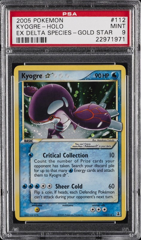 2005 POKEMON EX DELTA SPECIES GOLD STAR #112 KYOGRE-HOLO PSA 9