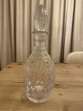 Vintage Stuart Crystal Cut Glass Decanter Signed England Pointed Stopper