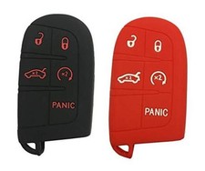 Silicone Smart Key Fob Skin Cover Case Protector 5 Buttons Black with Red  Red