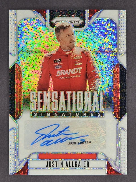 Justin Allgaier 1/1 White Sparkle Sensational Signatures Auto 2025 Prizm NASCAR