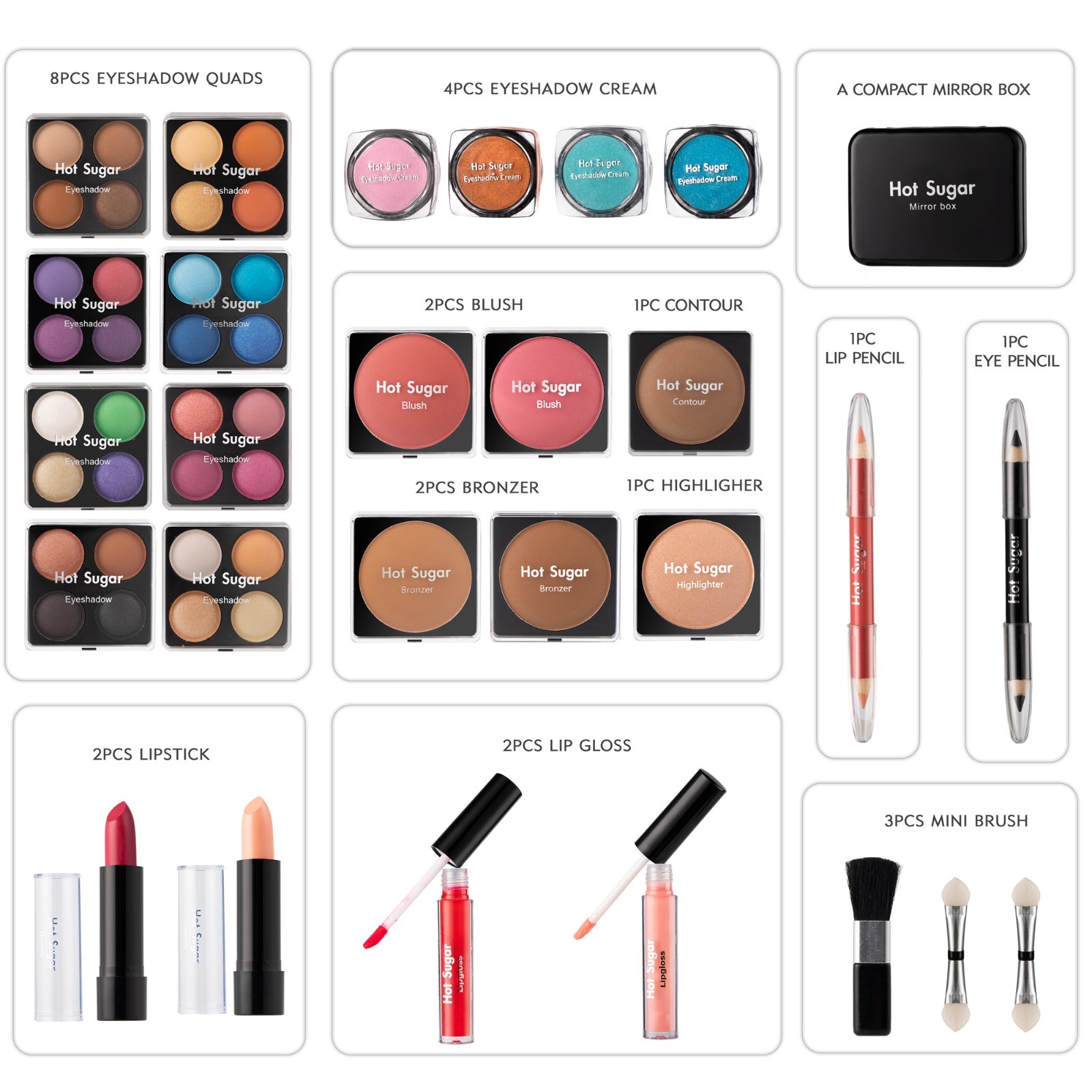 Hot Sugar Whole Makeup Gift Set for Girls with Reusable Train Case Eyeshadow 04
