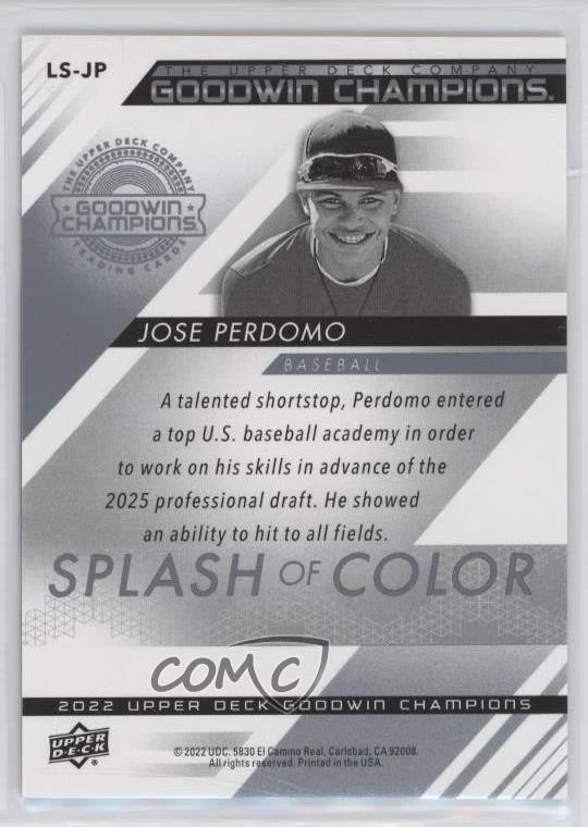 2022 Upper Deck Goodwin Champions Splash of Color 3-D Lenticular Jose Perdomo - Image 2 of 2