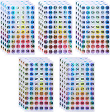 20 Sheets 1 to 300 Consecutive Laser Number Stickers round Self Adhesive Reflect