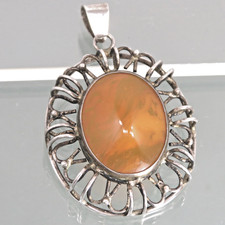 Bernstein Anhänger ART DECO  Silber Butter Scotch AMBER    800 SILVER PENDANT