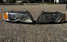 Bmw E46 Xenon Headlights Oem Al Titanium Corners - Free Shipping - No Burn