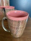 MCM SALMON/PINK TIKI  5 Raffia Insulated Mug Woven Burlap Cup Rattan Wicker — photo 2