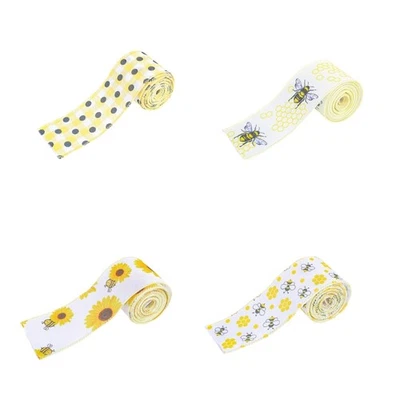 Summer Wire Ribbon Sunflowers Ribbon Wreath,Decorative Ribbon for Gift Wrapping - Image 1 of 4