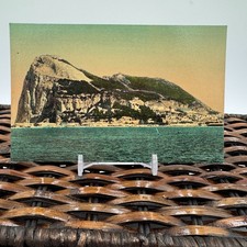 Vintage The Rock of Gibraltar Postcard View from Spanish Beach Photochrome