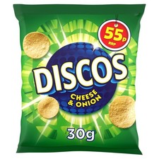 Full Box of Discos Cheese & Onion Flavour 30 x 30g Bags PM 55p