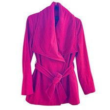 Collezione SA Red Belted Wrap Coat Women’s Size M 31” Long Wool Blend