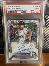 2025 1st Bowman Chrome Prospect Auto PSA 9 Speckle Refractor Brody Hopkins /299