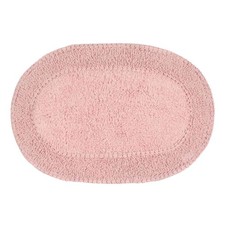 Bath Rug 100 Cotton Pink Rectangle Non-Slip Backing Machine Washable 17" x 24"