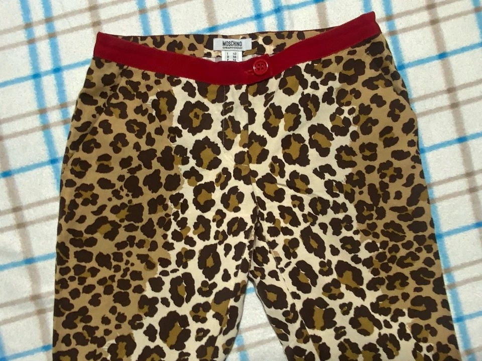 Pantalón para mujer MOSCHINO estampado de tigre I marrón algodón/rayón talla 40 PEC. Foto 3 de 4