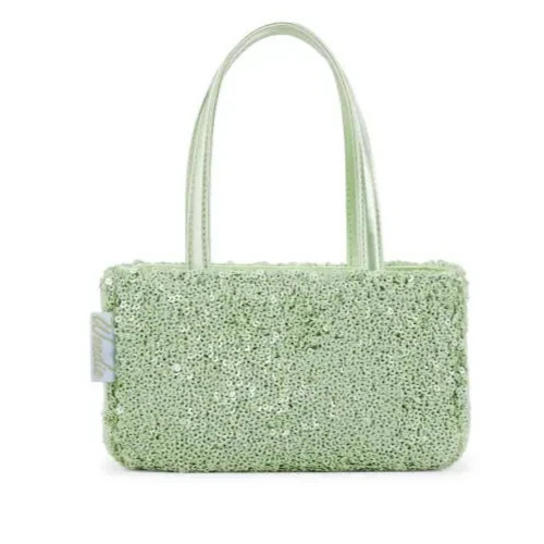 NWT Edie Parker Spark Sequin Shoulder Bag Mint Green Top Zip Mini Party Purse