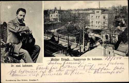 Postcard Dresden White Deer, Dr. med. Lahmann, sanatorium - 10780633